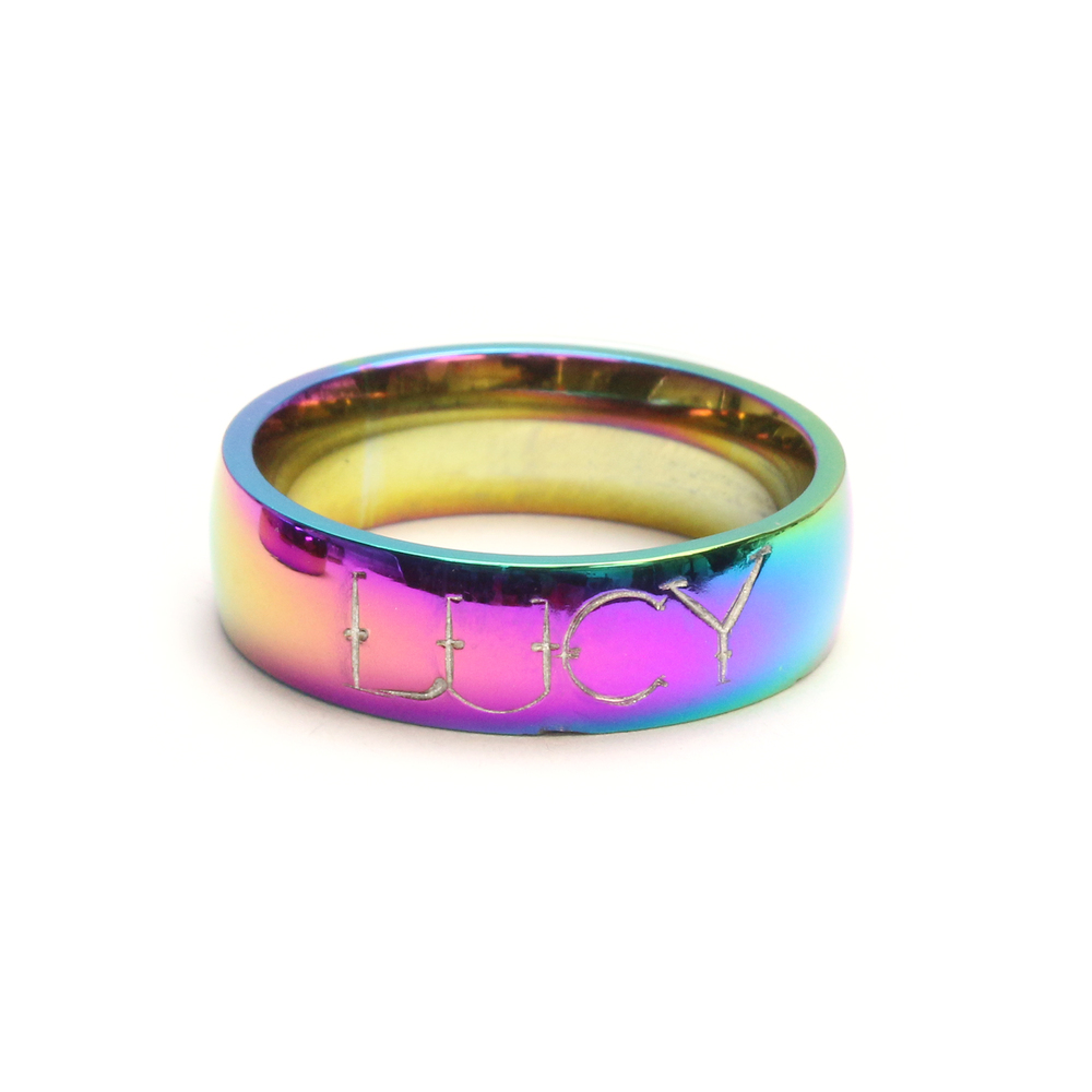 Metal Stamping Blanks Stainless Steel, Rainbow Color Ring Stamping Blank, 6mm Wide, SIZE 5